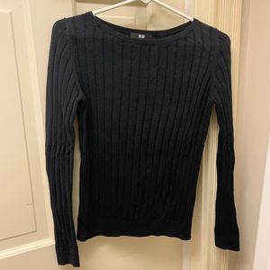 Black ribbed cotton sweater
